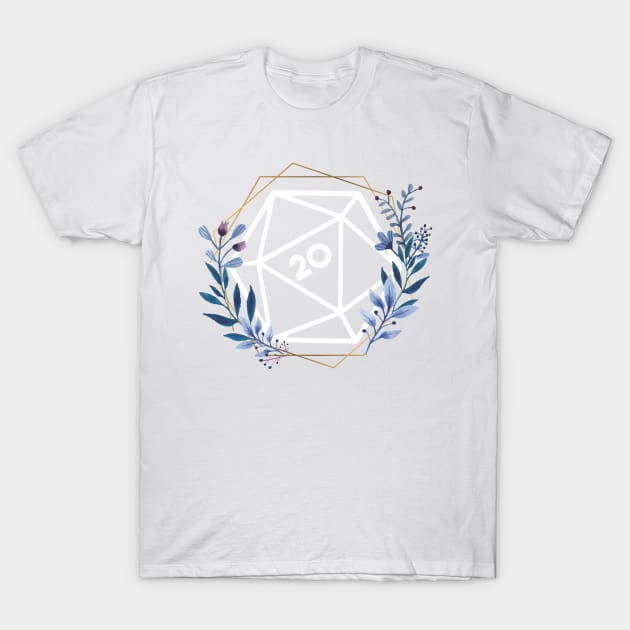 Floral Gold D20 T-Shirt by MimicGaming
